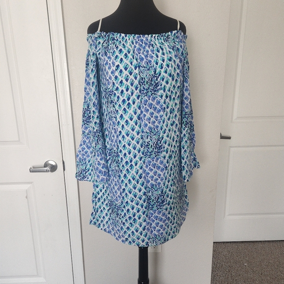 Lilly Pulitzer Vibrant Blue and Green Patterned Dress